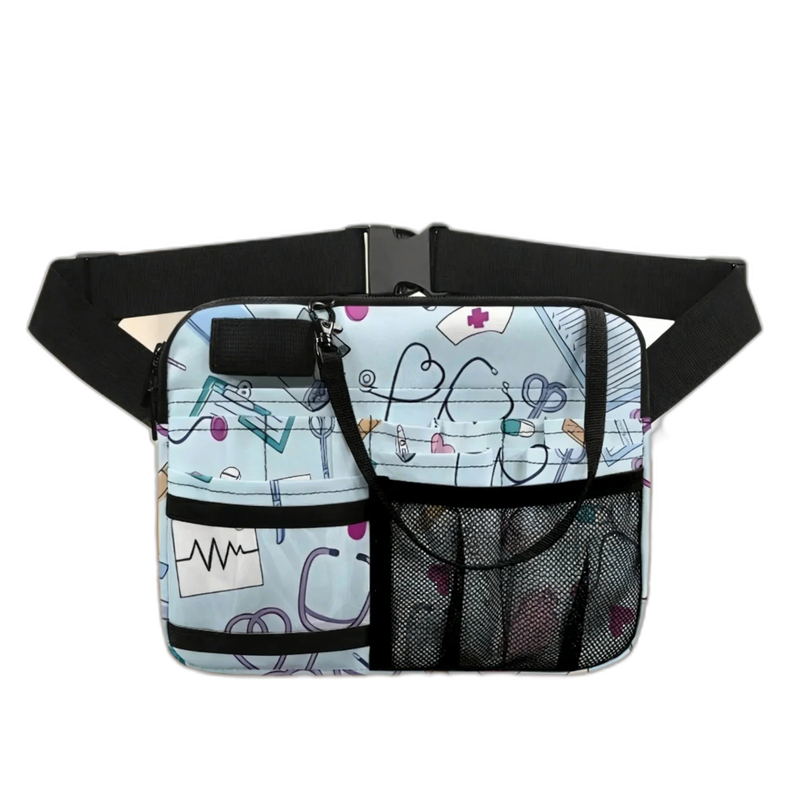 Riñonera de Enfermera con Estampado de Enfermería - Bolsa Cintura Ajustable Multibolsillos