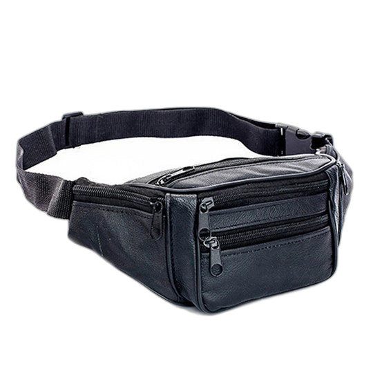Riñonera de Cuero Genuino para Hombre - Bolso de Cintura con Cadena