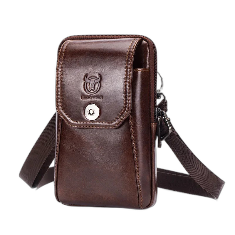 Riñonera de Cuero Genuino para Hombre - Bolsa de Cintura Pequeña