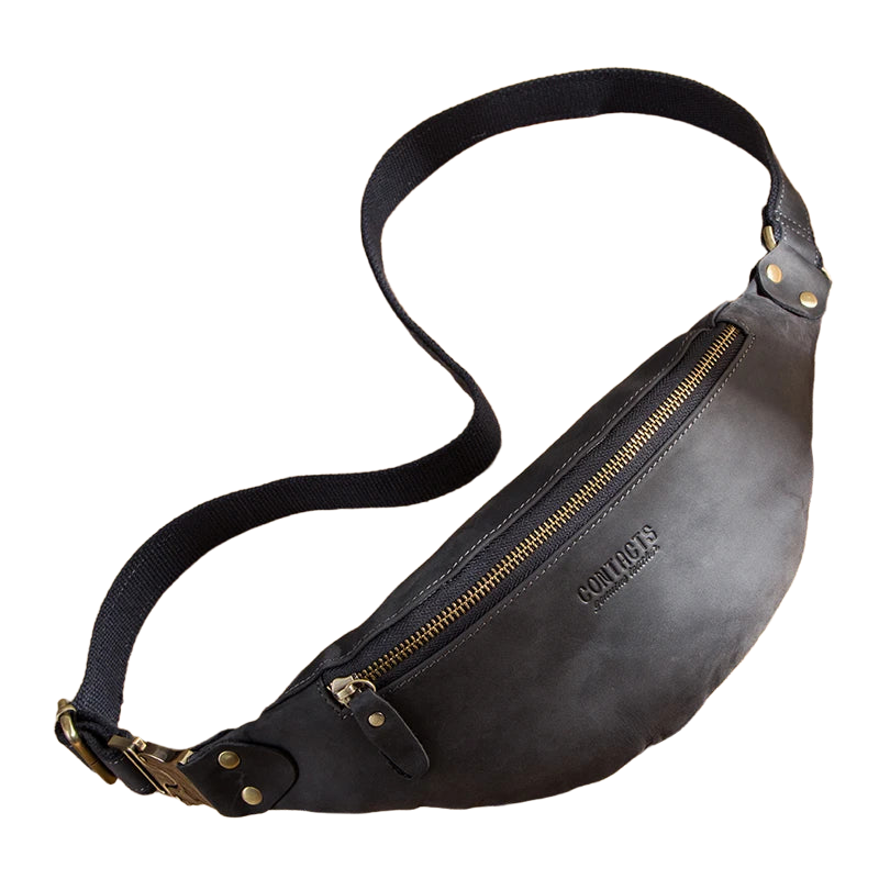 Riñonera de Viaje para Hombre de Cuero Crazy Horse - Bolsa de Cintura Multifuncional