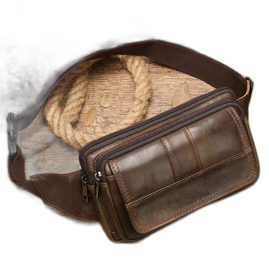 Riñonera de Cuero para Hombre - Bolso de Cintura de Viaje