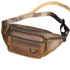 Riñonera de Viaje para Hombre de Cuero Genuino Crazy Horse - Bolso de Cintura y Bandolera WESTAL