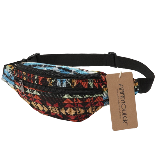 Riñonera de Viaje para Mujer de Tela Annmouler - 8 Colores, Estilo Bohemio, 2 Bolsillos