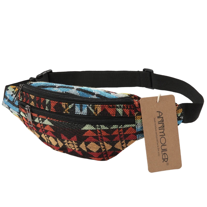 Riñonera de Viaje para Mujer de Tela Annmouler - 8 Colores, Estilo Bohemio, 2 Bolsillos
