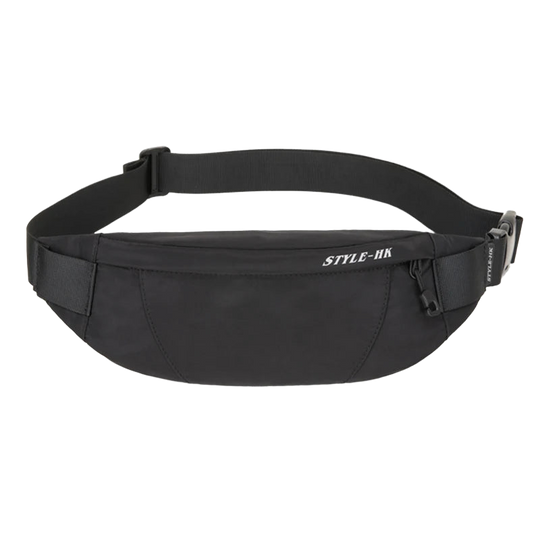 Riñonera de Viaje para Hombre Hk Fanny Pack Negra Impermeable - Bolsa de Cintura para Dinero, Teléfono y Accesorios