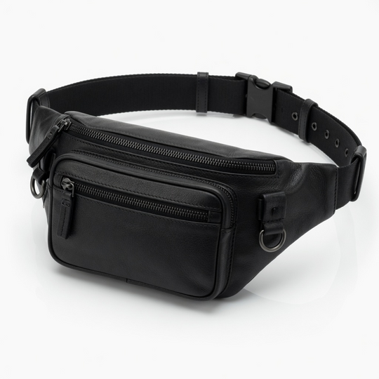 Riñonera Deportiva de Cuero para Hombre - Bolsa de Viaje, Bandolera y Cartera Multifuncional
