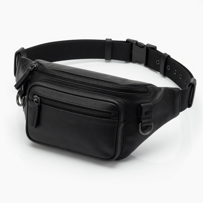 Riñonera Deportiva de Cuero para Hombre - Bolsa de Viaje, Bandolera y Cartera Multifuncional